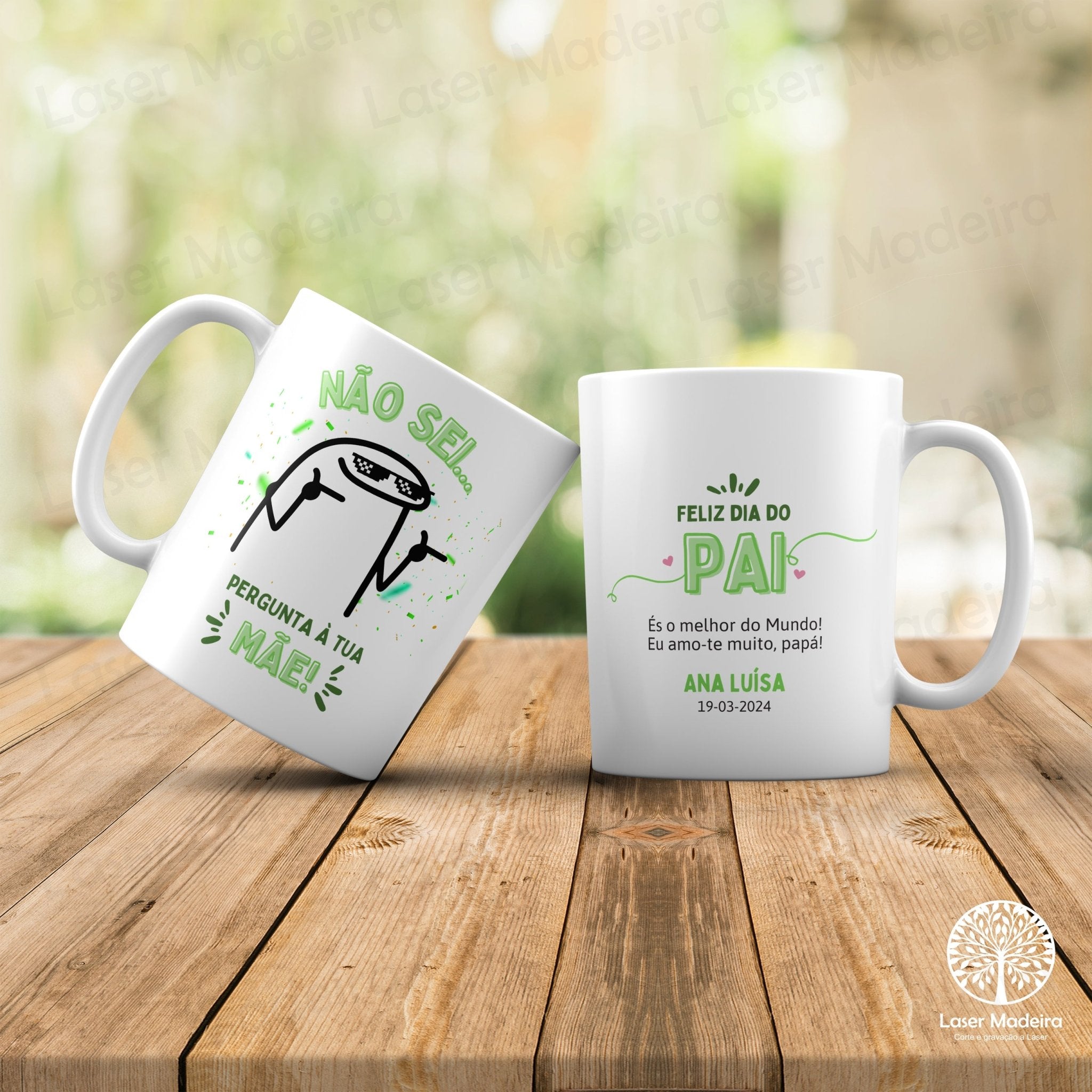 Caneca Personalizada "Pergunta à Mãe" - Dia do Pai - Laser Madeira